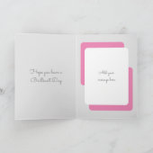 誕生日ウィッシュ猫フォトピンク灰色ピンク カード (内部)