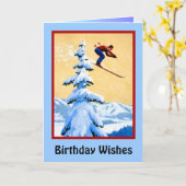 誕生日ウィッシュ、スキージャンプ カード (黄色い花)