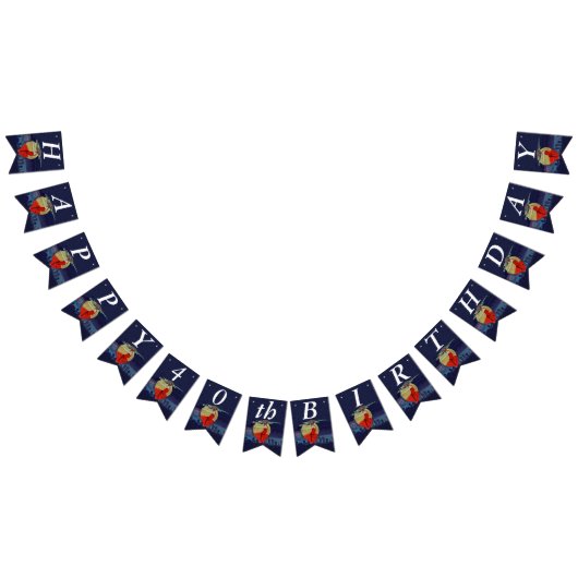 誕生日ウィッチー女性レッドドレスインナイトスカイムーン バンティングフラッグ (全)