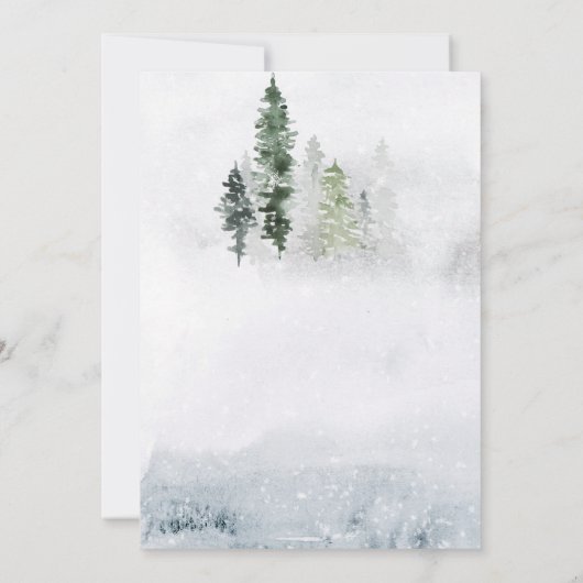 誕生日ウィンターウッドランドアニマルズホリデー 招待状 (裏面)