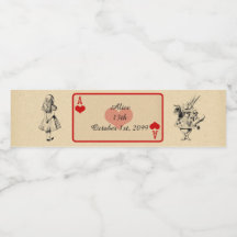 誕生日ウォーターボトルラベル、アリスワンダーランド