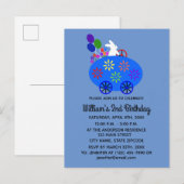 誕生日ウサギの卵の車#2招待状のポストカード インビテーションポストカード (正面/裏面)