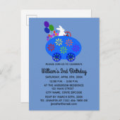 誕生日ウサギの卵の車 #2 招待状のポストカード インビテーションポストカード (正面/裏面)