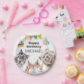 誕生日ウッドランド動物カスタムパーティー水彩 ペーパープレート (パーティー)