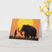 誕生日ウーリーマンモスアンドマン カード (黄色い花)