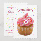 誕生日エイジカップケーキ招待状 招待状 (正面/裏面)