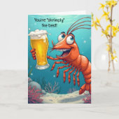 誕生日エビとビール カード (黄色い花)