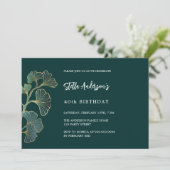 誕生日エメラルドグリーンエレガントリー 招待状 (スタンド正面)