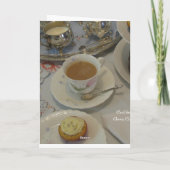 誕生日エレガントのお茶とカップケーキ カード (裏面)