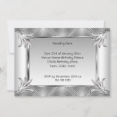 誕生日エレガントアールデコ銀クロム 招待状 (裏面)