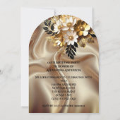誕生日エレガントカラメル金ゴールド白黒花 招待状 (裏面)