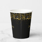 誕生日エレガントゴールデン紙吹雪オンブラック 紙コップ (右)