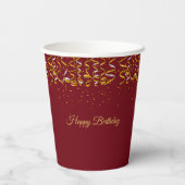 誕生日エレガントゴールデン紙吹雪オンブルゴーニュ 紙コップ (裏面)
