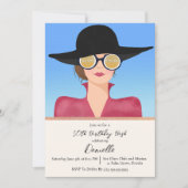 誕生日エレガントサングラスの女性 招待状 (正面)