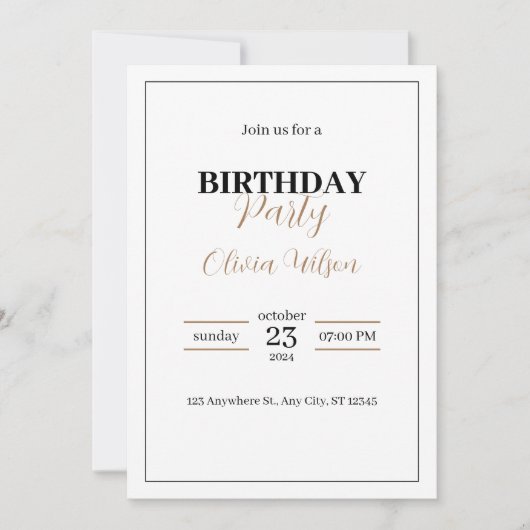 誕生日エレガントパーソナライズされたパーティーへの招待 招待状 (正面)