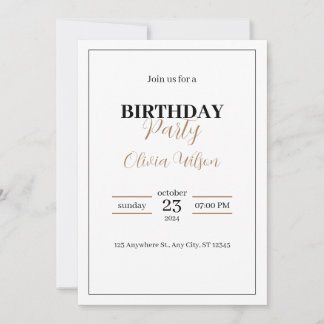誕生日エレガントパーソナライズされたパーティーへの招待 招待状