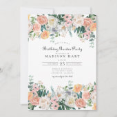 誕生日エレガントフローラピオニーガーデンパーティー 招待状 (正面)