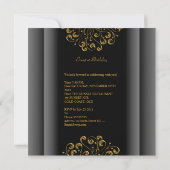 誕生日エレガントブラック銀金ゴールドパーティー50日 招待状 (裏面)