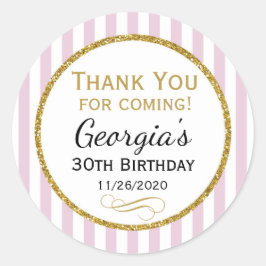 誕生日エレガントメッセージカードピンク金ゴールドありがとう ラウンドシール