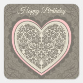 誕生日エレガントモリススタイルハートCC0187 スクエアシール (正面)