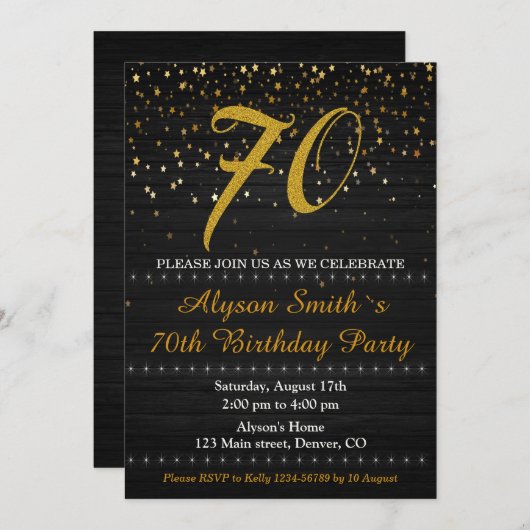 誕生日エレガント招待アダルトウーマン招待状 招待状 (正面/裏面)