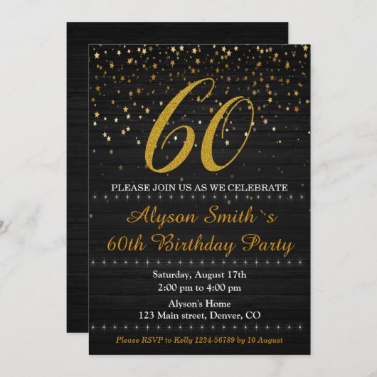 誕生日エレガント招待アダルトウーマン招待状 招待状 (正面/裏面)