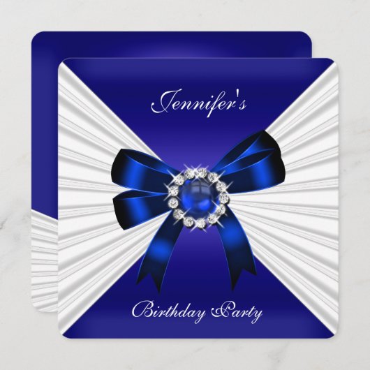 誕生日エレガント招待状ブ王室のルージュエルホワイト2 招待状 (正面/裏面)