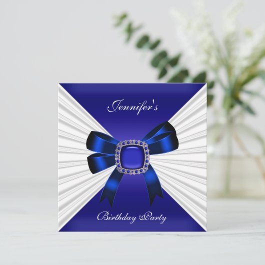 誕生日エレガント招待状ブ王室のルージュエルホワイト 招待状 (スタンド正面)