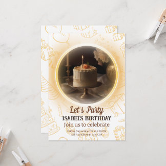 誕生日エレガント招待 招待状