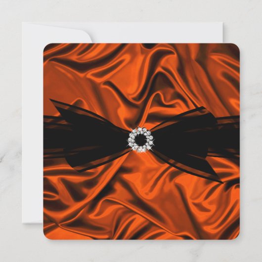 誕生日エレガント燃えたオレンジ色のシルクルックブラック2 招待状 (裏面)