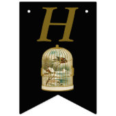 誕生日エレガント金ゴールドホワイトバードケージキャビン雪 バンティングフラッグ (第1の旗)