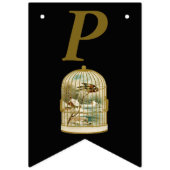 誕生日エレガント金ゴールドホワイトバードケージキャビン雪 バンティングフラッグ (第3の旗)