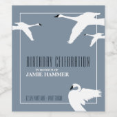 誕生日エレガント・スワン ワインラベル (シングルラベル)