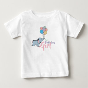 誕生日エレファントパステルバンチオブバルーンスケッチ ベビーTシャツ