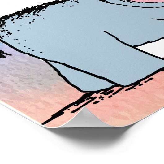 誕生日エレファントパステルバンチオブバルーンスケッチ ポスター (角)