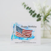 誕生日エレミヤ29:11バイブルアメリカ国旗 ポストカード (スタンド正面)