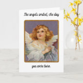 誕生日エンジェルス笑顔グリーティングカード カード (黄色い花)