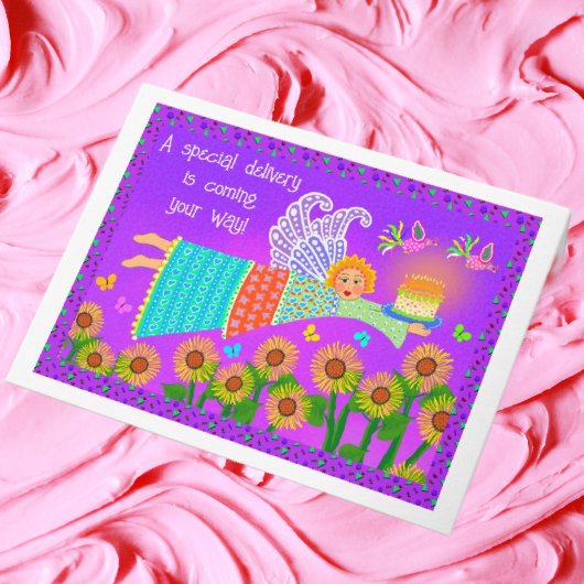 誕生日エンジェル折り畳みグリーティングカード カード