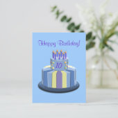 誕生日エージケーキ（青） ポストカード (スタンド正面)