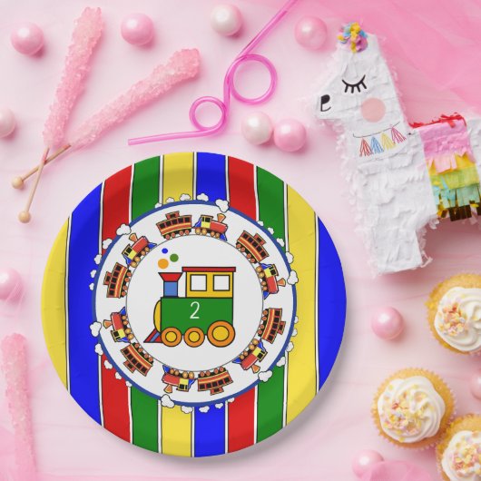 誕生日エージチョオトレインベビーシャワーパーティー ペーパープレート (パーティー)
