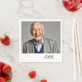 誕生日オススタイリッシュフォトホワイトモノグラム スタンダードカクテルナプキン (インサイチュ)