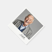 誕生日オススタイリッシュフォトホワイトモノグラム スタンダードカクテルナプキン (角)