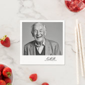 誕生日オススタイリッシュフォトホワイトモノグラム スタンダードカクテルナプキン (インサイチュ)