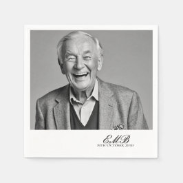 誕生日オススタイリッシュフォトホワイトモノグラム スタンダードカクテルナプキン