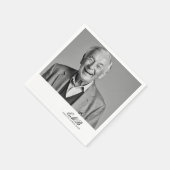 誕生日オススタイリッシュフォトホワイトモノグラム スタンダードカクテルナプキン (角)