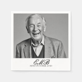 誕生日オススタイリッシュ白黒モノグラム スタンダードカクテルナプキン