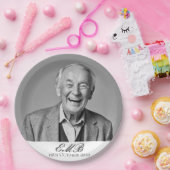 誕生日オススタイリッシュ白黒モノグラム ペーパープレート (パーティー)