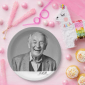 誕生日オススタイリッシュ白黒モノグラム ペーパープレート (パーティー)