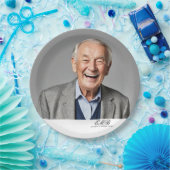 誕生日オススタイリッシュ白黒モノグラム ペーパープレート (パーティー)