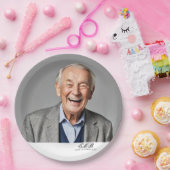 誕生日オススタイリッシュ白黒モノグラム ペーパープレート (パーティー)